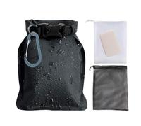Shower Soap Bag - Mesh Net Shampoo Bar Holder, Leak Proof Waterproof Bath Bag, Portable Washing Accessory | Reusable Soap Dish for Travel, Camping, Gym, Black, Consulte la descripción, See description