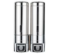 Shower Soap Dispenser,Drill Free with Glue or Wall Mount with Screws Manual Hand 300ML Double Dispenser Shampoo Shower for Bathrooms, Stainless Steel