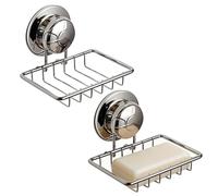 Shower Soap Holder, 2 PCS Stainless Steel Suction Soap Dish, Waterproof and Rustproof Removable Metal Shower Organizer, Super Powerful Vacuum Suction Cup Sponge Holder for Bathroom, Tub