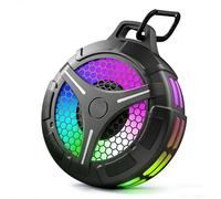 Shower Speaker Bluetooth Waterproof IPX7, Portable Speakers Wireless Bluetooth, Stereo Bass, RGB Lights, 360 Surround Sound, True Wireless Stereo, 15W Clear Sound, Built-In Mic for Bathroom Outdoor
