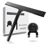 Shower Squeegee for Glass Doors 10" - All Purpose Squeegee for Window Bathroom Glass Mirror Bathroom Tile with Suction Cup Hooks - Black