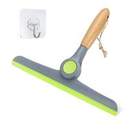 Shower Squeegee for Glass Doors, Car Window Squeegee with Wooden Handle and Hook, Squeegee for Shower Glass Door and Tile (Grey)