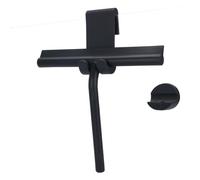 Shower Squeegee for Glass Doors, Silicone Squeegee with 1 No-Drill Hook & 2 Adhesive Hooks, Cleaning Tool for Windows, Mirrors, Tiles, Bathroom, Kitchen and Car - Black