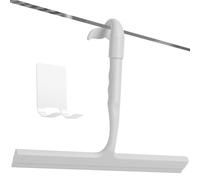 Shower Squeegee for Shower Doors,All-one-Piece Silicone with Built-in Hook Design for Easy Hanging and Cleaning,Squeegee for Glass| Tiles | Shower,Ergonomic Non-Slip Grip,Streak-Free Shine,25CM, Grey