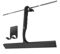 Shower Squeegee for Shower Doors,All-one-Piece Silicone with Built-in Hook Design for Easy Hanging and Cleaning,Squeegee for Glass| Tiles | Shower,Ergonomic Non-Slip Grip,Streak-Free Shine,25CM,Black