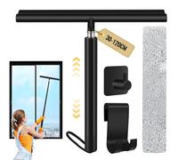 Shower Squeegee Long Handle, Shower Squeegee Expandable Black, Shower Squeegee Long Handle, Window Wiper and Window Squeegee 2 in 1, 120 cm Telescopic Rod, for Window Floor Shower Cubicles