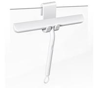 Shower Squeegee Silicone 21 cm White with Holder - Shower Wiper with Stainless Steel Core, Quiet Window Squeegee for Shower, Shower Screen, Mirror & Tiles, Non-Slip Shower Squeegee for Bathroom