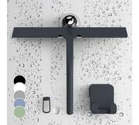 Shower Squeegee Stainless Steel Black w/ Hook Bathroom Window Cleaner Wiper 28cm