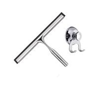 Shower Squeegee Stainless Steel Window Squeegee with Suction Cup Holder