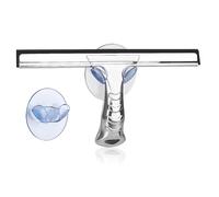 Shower Squeegee with Suction-Cup Holder, Shower Window Cleaner, Multi-Purpose Squeegee for Car, Heavy Duty Window Scrubber, 10 inch, Silver