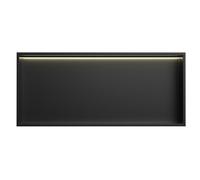 Shower Stainless Steel Recessed Bathroom Shelves with Lights Shampoo Toiletry Towel Waterproof Wet Room Storage Wall Shelf Home Improvement Black-72x28x15CM