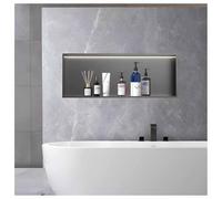 Shower, Stainless Steel Shelving with LED Light, Wall-Mounted Storage Solution for Bathroom & Kitchen, No Tile Needed, Grey (70x12.5x28 CM)