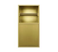 Shower Stainless Steel Wet Room Bathroom Alcove Waterproof Wall-rted Recessed Toilet Paper Toilet Brush Shampoo Toiletries Storage Shelves Gold-20x38x12.5CM