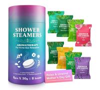 Shower Steamers Aromatherapy 8 Pack for Her Him, 8 Scents Bath Bombs with Natural Essential Oils for Spa Self Care, for Her “Me Time”, Stress Relief and Relaxation, Fizzy Bath Treats, Fizzy Aroma