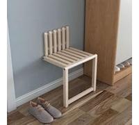 shower stool Folding Chair Wall-Mounted Invisible Shoe-Changing Stool Made of Solid Wood Wall Seat with Support Legs folding(Wood)