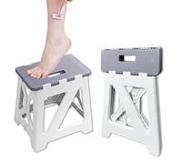 Shower Stool for Shaving Legs, 1 Pack Foot Rest Folding Stool Step to Shave Legs Shaving for Inside Shower Foldable Small Waterproof Plastic Corner Gray White