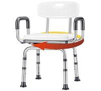 Shower Stool with Swivel Seat for Elderly and Disabled, Aluminum Bath Seats for Adults, Adjustable Height Bathroom Stool with Arms and Rubber Feet, Waterproof and Non-slip, Max Load 180kg