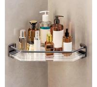 Shower Storage Rack, Space Saving Shower Rack, Corner Shower Shelf with Drain Holes, Waterproof No Drill Shower Shelf for Bathroom, Vanity and Kitchen(Black1,1-layer)