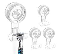 Shower Suction Hooks, LUXEAR 4Pack Suction Cup Hooks, Waterproof Shower Hooks for Bathroom, Vacuum Suction Hook for Kitchen, Removable Wall Hooks for Window Glass Door, Garland Towel Loofah Bag, Color