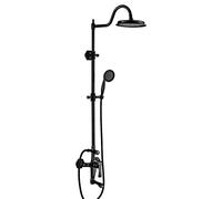 Shower System 3 Functions Shower Faucet Overhead Shower Set with Hand Shower And Height Adjustable Shower Column Wall Mount Rainfall Shower Set for Bathroom Black Oil Rubbed Bronze