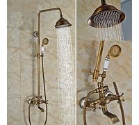 Shower system Antique Brass Shower Set Faucet w/Handheld Shower Wall Mount Shower Mixer Tap Faucet Dual Handles