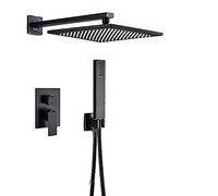 Shower System Antique Brass Wall Mounted Bathtub Shower Set Faucet Dual Handle with Commodity Shelf Long Spout Bathroom Shower Mixers Rainfall,PINGQITONG LWX
