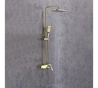 Shower System Bathroom Wall Mounted Rainfall Brass Mixer Combo Set Exposed Rain Gold Shower System