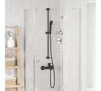 Shower System Black 100cm Stainless Steel Wall-Mounted High Pressure 150cm Hose