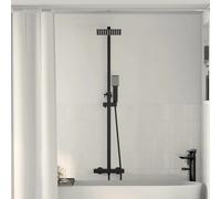 Shower System Black 5-39cm Thermostatic Square Brass Stainless Steel Chrome Set.