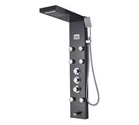 Shower system Black Bath Shower Thermostatic Mixer Shower Panel Rainfall Waterfall Massage Jets Shower Column Shower Faucet Tower Shower Set,Black