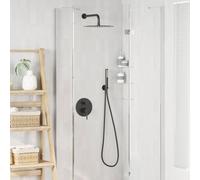 vidaXL Concealed Shower System (Round) Black Stainless Steel 201, Bathroom Upgrade, Heavy Duty Shower System with Rain Shower, Modern Bathroom Accessories