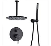 Shower system Brass Black Shower Set Bathroom Faucet Ceiling Or Wall Shower Arm Diverter Mixer Handheld Spray Sets With 8-16 Rian Shower Head,16 inch shower set C