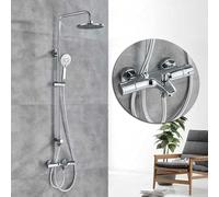 Shower System Bright Chrome Thermostatic Shower Mixer Faucet Dual Handle Rainfall Bath Shower Set 8 Rainfall Shower Mixer Tap Wall Mount Tap,Shower Faucet B