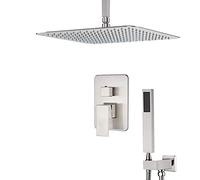 Shower system Brushed Nickle Shower Faucet Concealed Bath Shower Set with Handshower Brass Rainshower concealed on the wall,12 inch type B