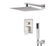 Shower system Brushed Nickle Shower Faucet Concealed Bath Shower Set with Handshower Brass Rainshower concealed on the wall,10 inch type A
