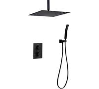 Shower System, Ceiling Mount Shower Set Ceramic Valve Bath Shower Mixer Taps Two Handles Three Holes 10-16