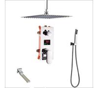 Shower system Ceiling Mounted Big Rainfall 16 Shower Faucet Set Single Lever Temperature Digital Display Concealed Shower Mixing Valve Tap,8 inch 3 ways