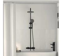 Shower System Chrome Brass/Stainless Steel Thermostatic Height 5-39cm Black Wall
