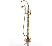 Shower System Chrome Golden Floor Mounted Tub Filler Bath Floor Faucet Single Handle Standing Bathroom Bathtub Shower Set-Golden
