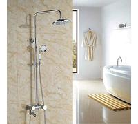 Shower system Chrome Rainfall Shower Faucet Set In Wall Shower Column 8 Plastic Rainfall Shower Head Sliding Bar Bath Shower Set Swivel Spout