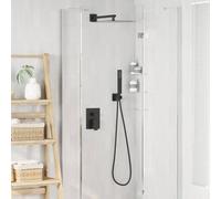 Shower System Concealed Black 30x30cm Stainless Steel Rain Mixer Kit Handset Pro