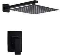Shower System Concealed Shower Faucet Set Wall Mounted Matte Black Shower Combo Set with Waterfall Rainfall Shower Head,12 Inch