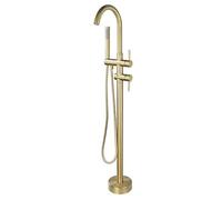 Shower System, Freestanding Brass Bathtub Faucet Bath Tub Filler Faucet with Hand Shower Floor Mount Bathroom Luxury Shower Set,Brushed Gold