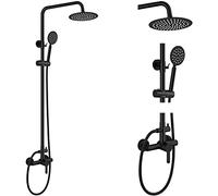 Shower System Head Outdoor Faucet Matte Black SUS304 Fixture Combo Set Stainless Steel 8 inch Rainfall Kit Single Handle High Pressure Hand Spray Wall Mount LWX