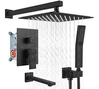 Shower System Head Polish Chrome Wall Mounted 8 Inch Faucet Set with Tub Filler Triple Function Kit with Hand Held Sprayer Bathtub Faucet Set Rough-in Valve Included LWX
