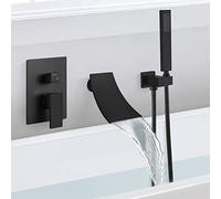Shower System Head Polish Chrome Waterfall Bathtub Faucet Wall Mounted with Hand-held Tub Spout Bathroom Tub Filler One Handle Rough-in Valve LWX