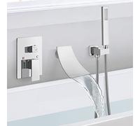 Shower System Head Polish Chrome Waterfall Bathtub Faucet Wall Mounted with Hand-held Tub Spout Bathroom Tub Filler One Handle Rough-in Valve LWX