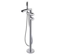 Shower System Head Thermostatic Standing Bathtub Faucet Waterfall Floor Mount Tub Filler Brass Polished Chrome Roman Tub Faucet with Sprayer LWX