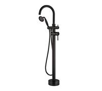 Shower System Head Tub Filler Standing Bathtub Faucet Floor Mounted Brass Bathroom Tub Faucets with Hand in (Brushed Nickel) LWX