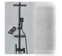 Shower System, LCD Digital Black Bathroom Shower System Set Thermostatic Faucet with 4 Way Rainfall Mixer Tap(Hold-Cold Black C)